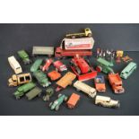 Around 22 mid 20th C Dinky diecast models to include Foden in maroon, Blaw Knox Bulldozer etc plus a