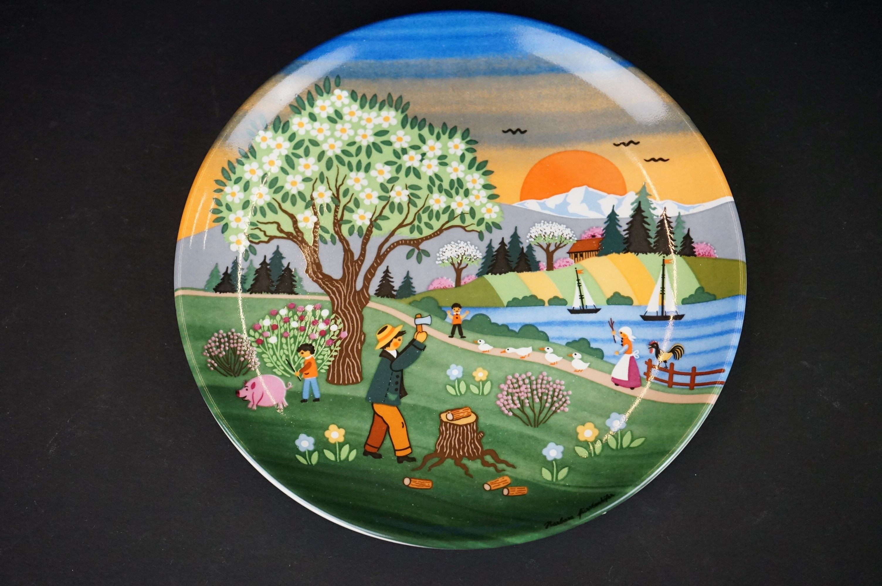 Set of Four Poole Pottery ' Seasons ' plates by Barbara Furstenhofer (Spring, Summer, Autumn, - Image 5 of 7