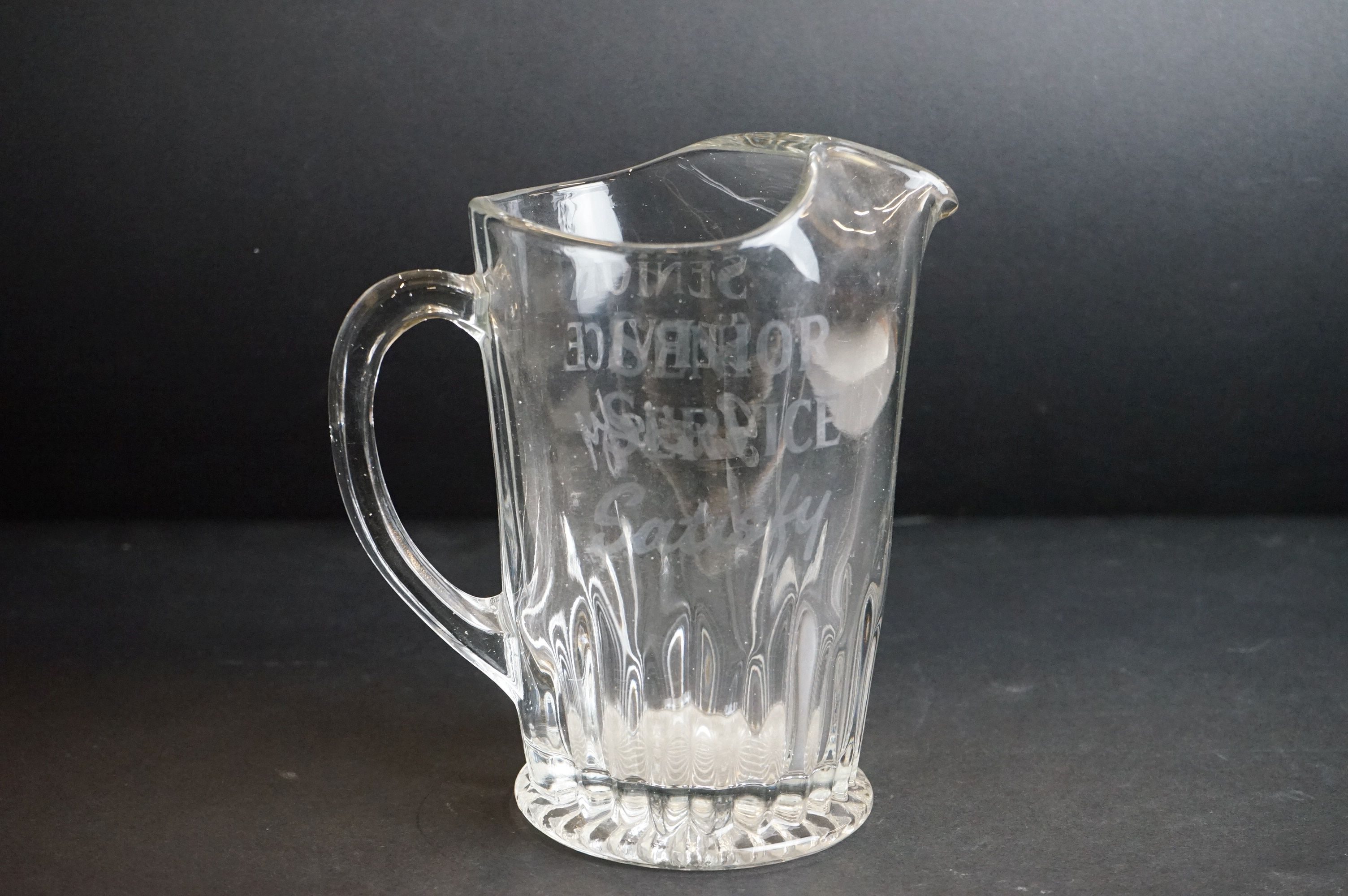 Early to Mid 20th century Advertising Glass Water Jug ' Senior Service Satisfy ', 18cm high - Image 2 of 8
