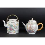 18th century Chinese Porcelain Globular Teapot decorated in the famille rose palette with figures,