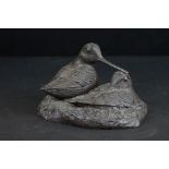 Heredities resin sculpture figure two woodcock birds