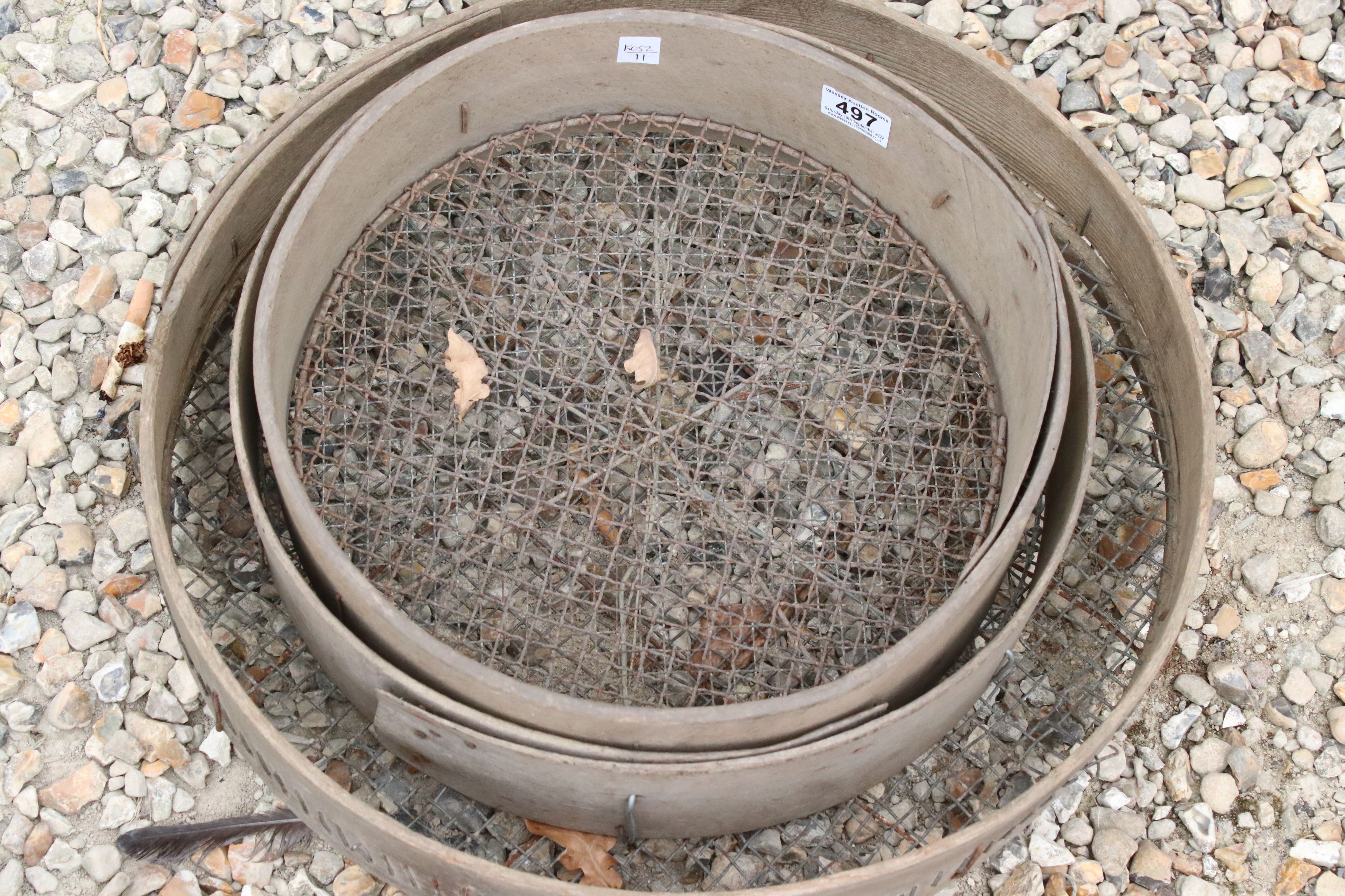 Three vintage chestnut garden sieves - Image 4 of 4