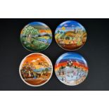 Set of Four Poole Pottery ' Seasons ' plates by Barbara Furstenhofer (Spring, Summer, Autumn,