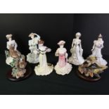 Six Coalport ' Golden Age ' Figurines including Beatrice at the Garden Party, Louisa at Ascot,