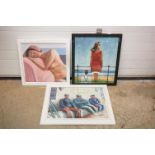 Three Contemporary Oil Paintings, one of Three Breton Men, 61cm x 52cm, Sleeping Naked Woman and a