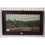 Oil painting of hare coursing