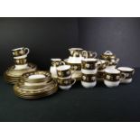 19th century Wedgwood Part Tea Service decorated with black and gilt floral borders comprising 6