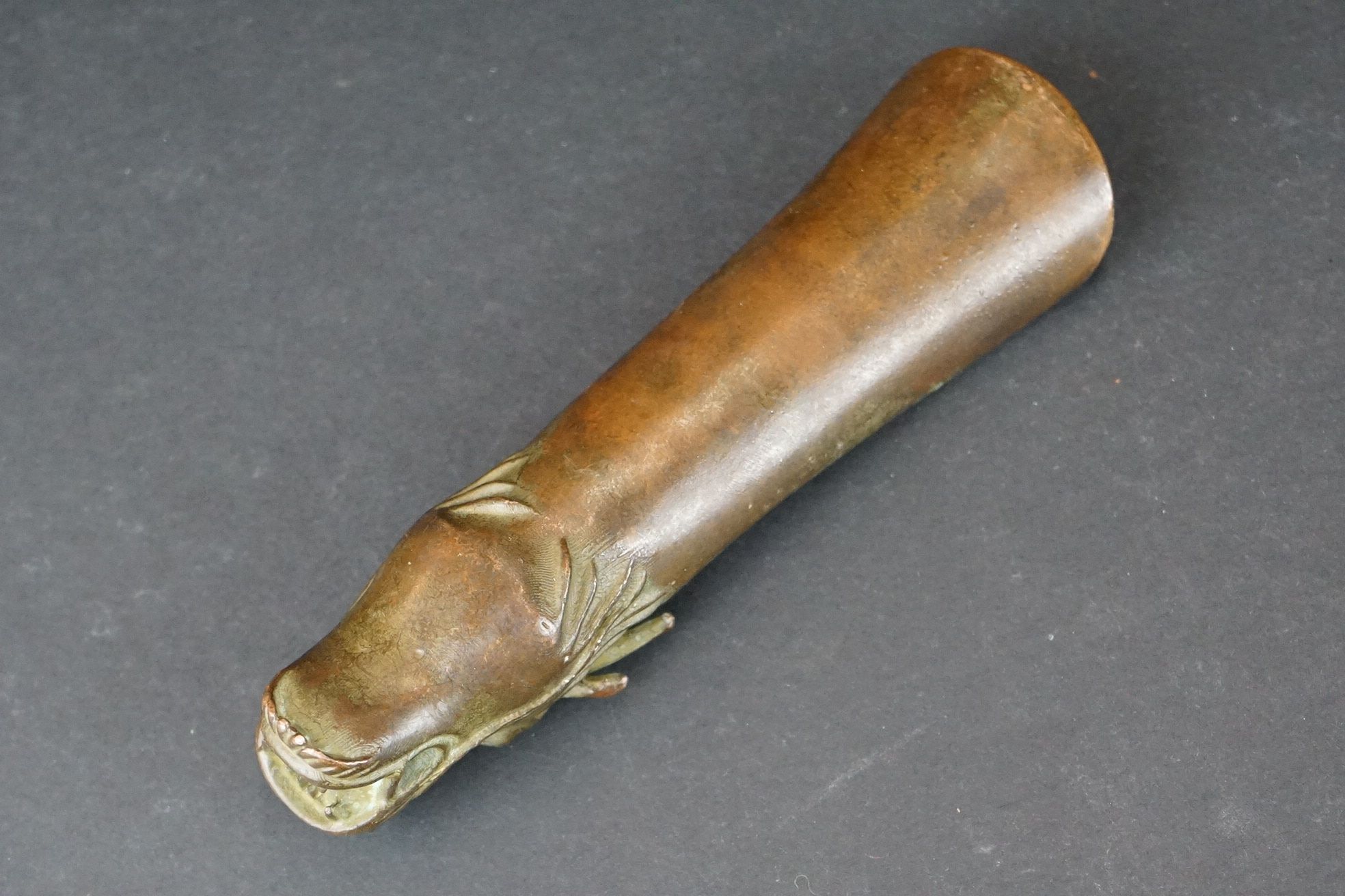 Bronze oriental spoon / scoop with dragon handle decoration, approx. 13cm long - Image 4 of 5