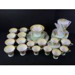 Art Deco Shelley Tea and Coffee Part Set, Eve shape, decorated in the Gladioli pattern comprising