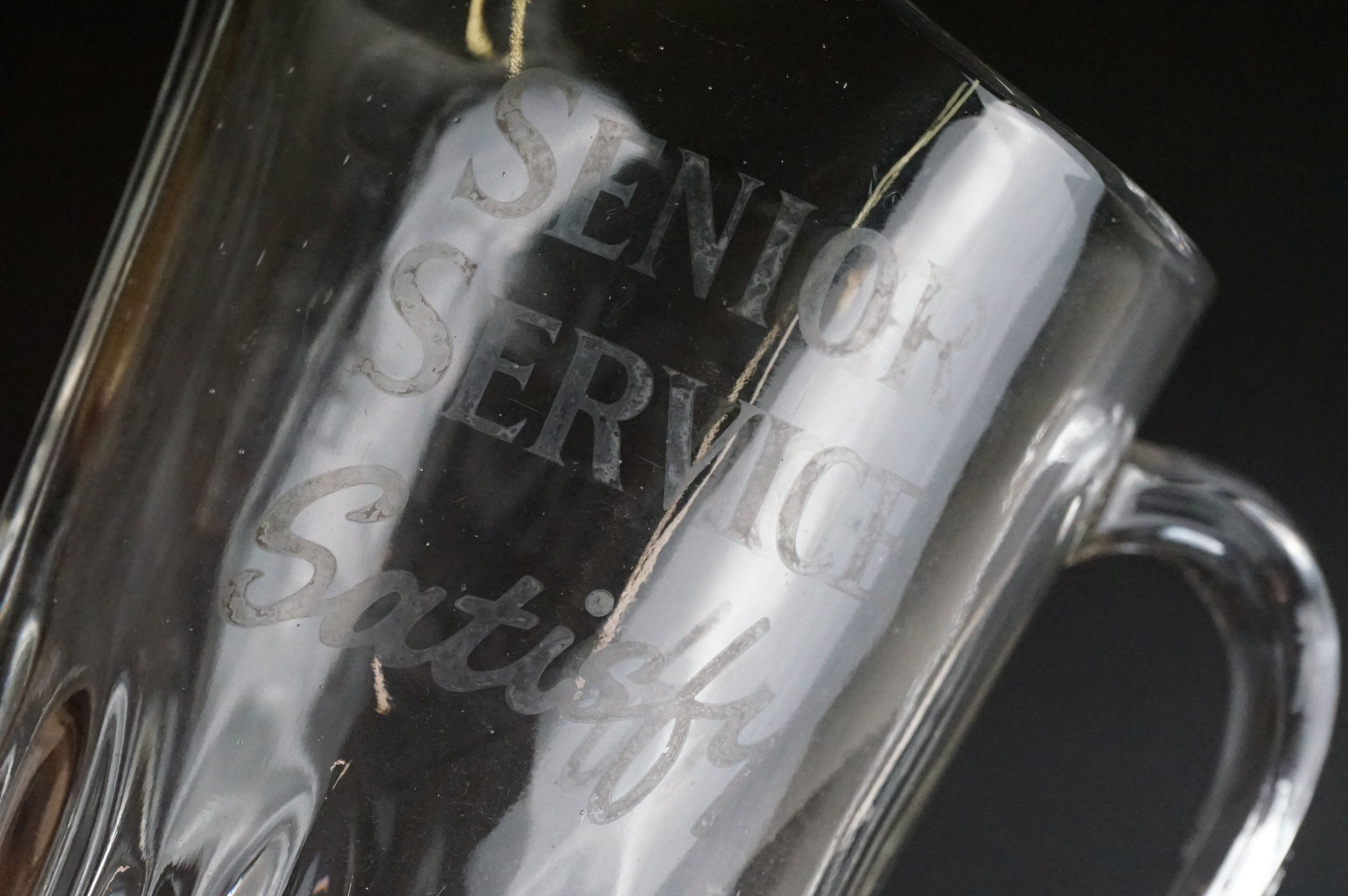 Early to Mid 20th century Advertising Glass Water Jug ' Senior Service Satisfy ', 18cm high - Image 7 of 8