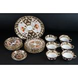Royal Crown Derby Imari coffee service including six flat coffee cups and saucers, six side