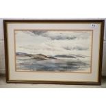 Tasmanian interest - a framed watercolour view of Bruny Island, Derwent estuary Tasmania