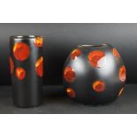 Two Retro Poole Pottery ' Galaxy ' pattern vases, to include a cylindrical vase and pillow vase,