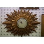 1930's Smiths 8 day Sunburst Wall Clock, 69cm long