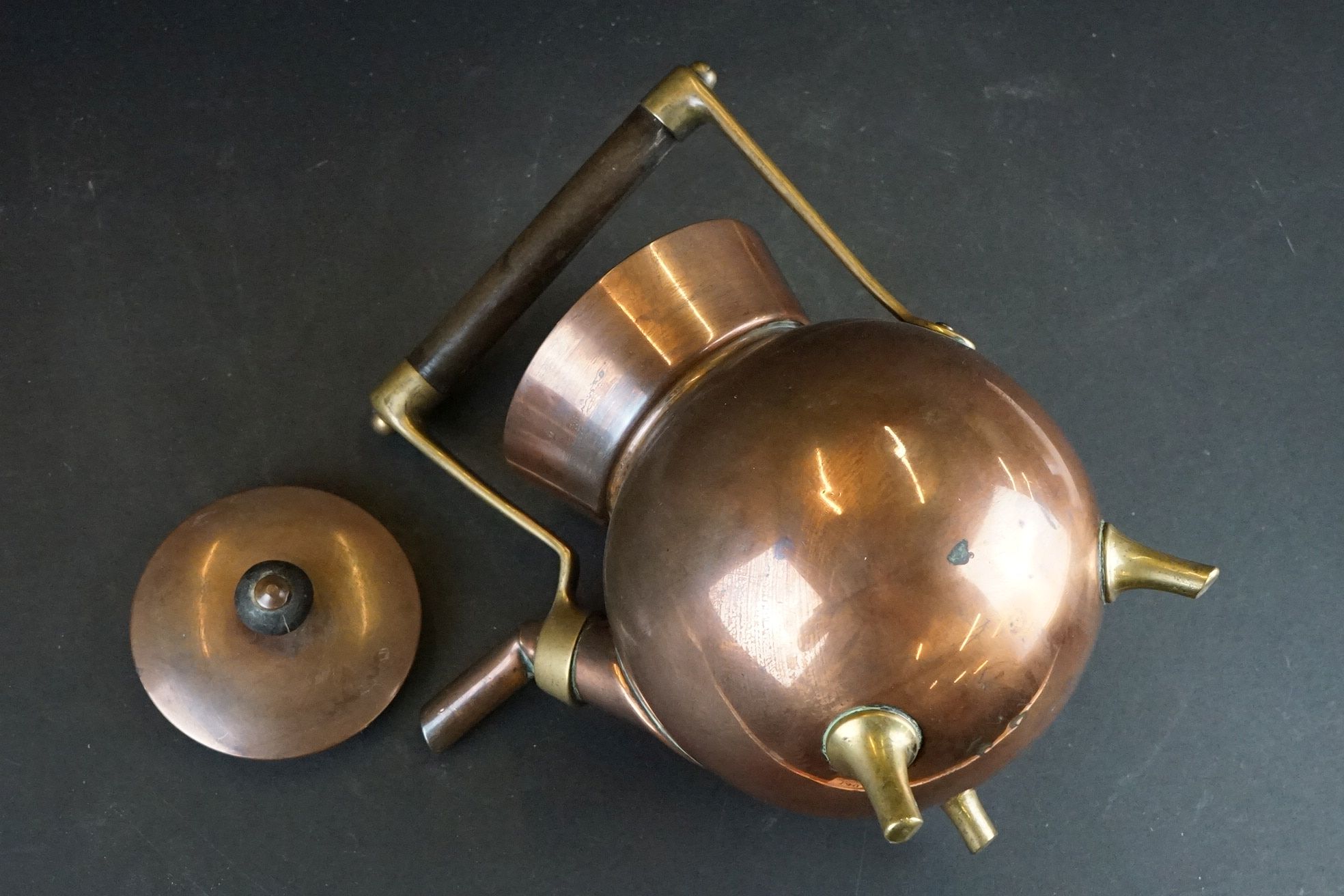An antique Benham & Froud London, copper kettle c.1885 Christopher Dresser. - Image 5 of 7