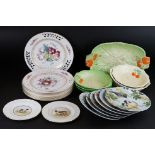 Mixed ceramics including seven Beswick leaf moulded bowls and dishes, 11 Royal Worcester bird