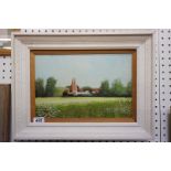 G Wilson oil on board, Kentish farmhouse with oast houses, signed and dated