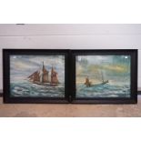 A pair of oil on board paintings by Douglas Spital 'Off the Lizard' Cornwall.