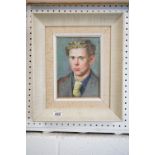 Oils on board, a portrait of renowned Welsh poet Dylan Thomas