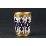 Russian gilt and enamel vodka cup with impressed marks