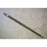 A vintage Pool cue walking stick with brass finial