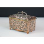 Early 20th Century Hukin & Heath copper chest with hinged lid and embossed foliate decoration,
