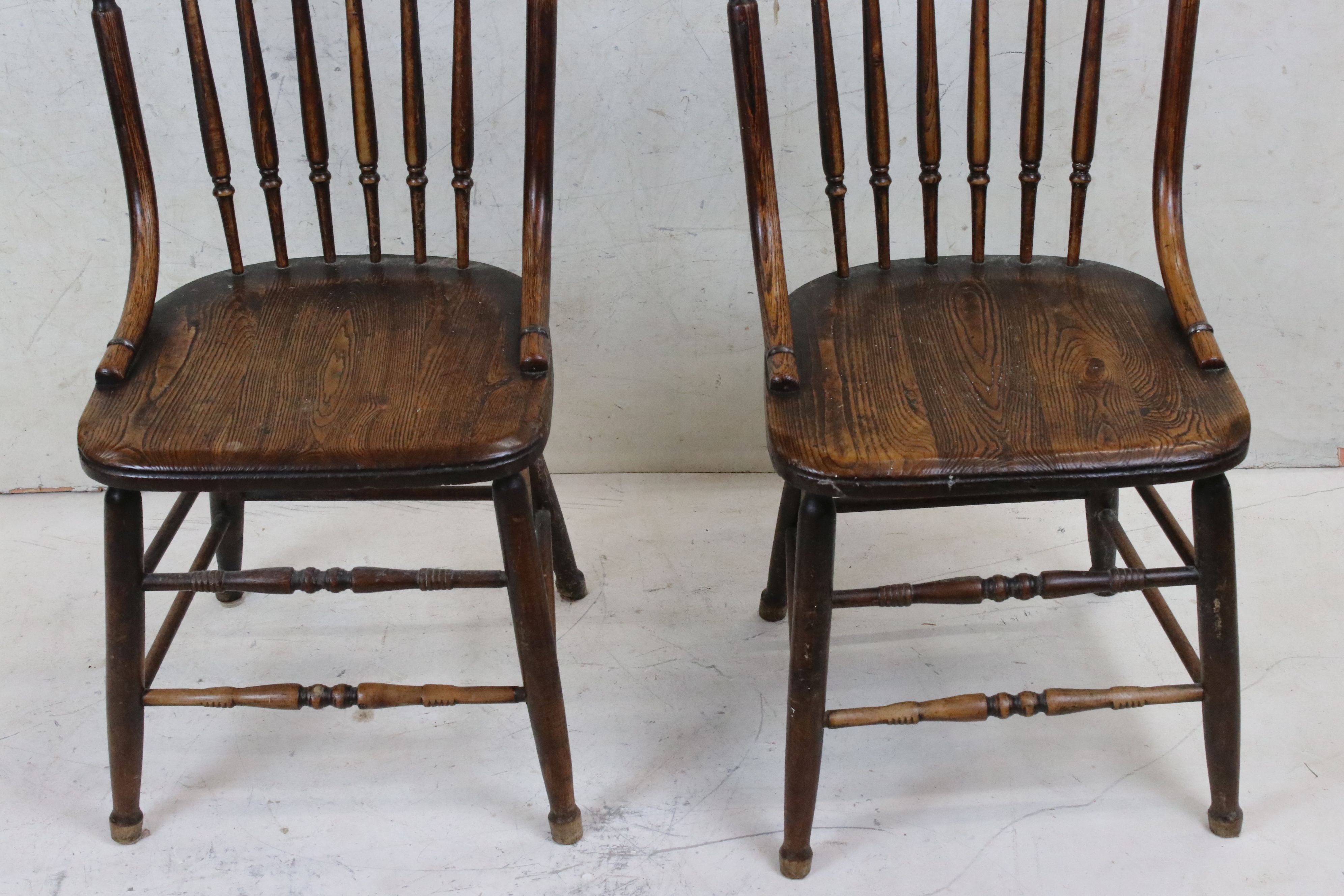 Pair of Early 20th century Elm Seated Stick Back and Bentwood Dining Chairs - Image 6 of 6