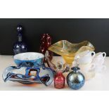 Collection of 20th century glassware to include a Murano gondola, Murano glass bowl, blue glass