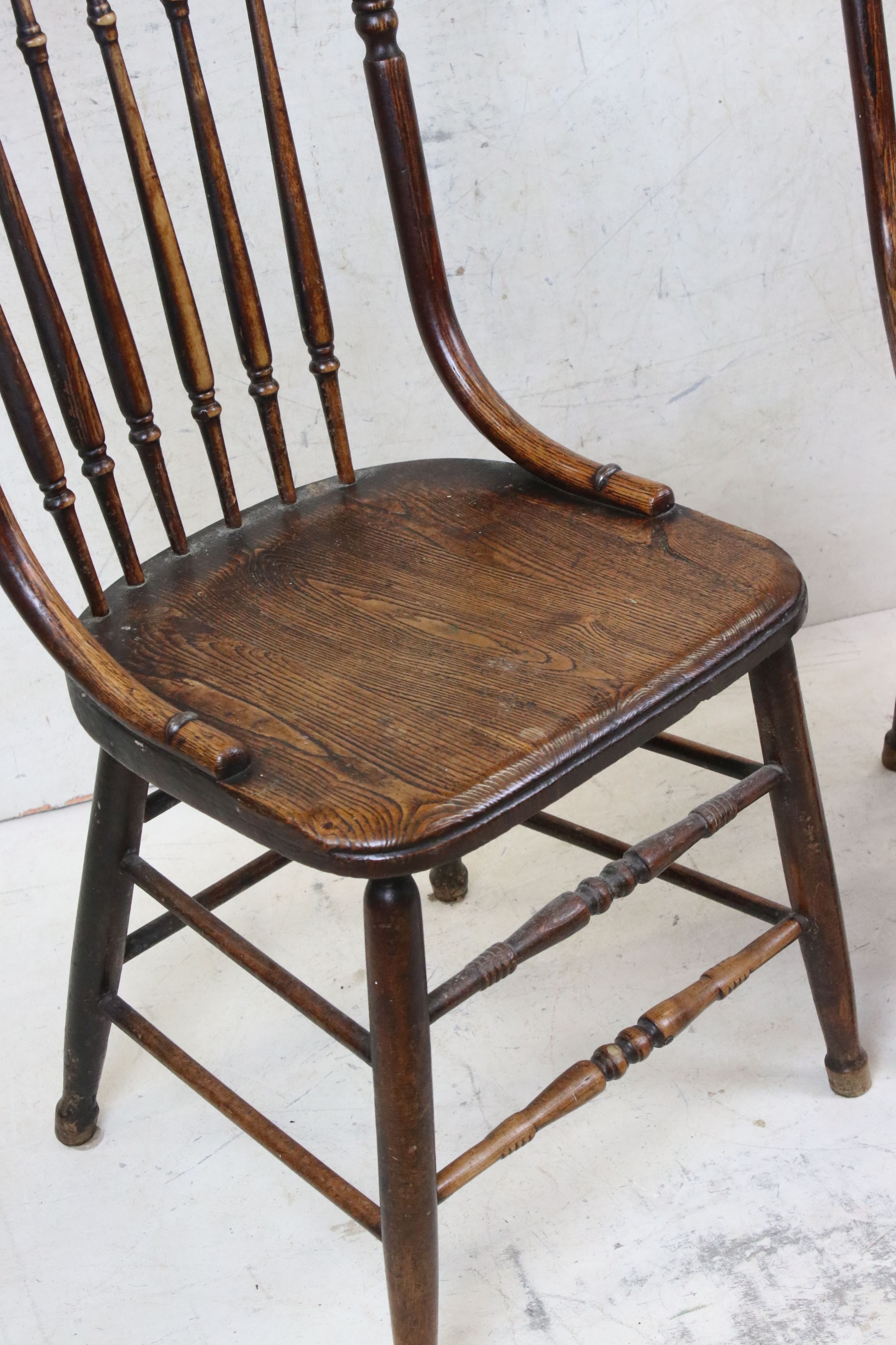 Pair of Early 20th century Elm Seated Stick Back and Bentwood Dining Chairs - Image 2 of 6