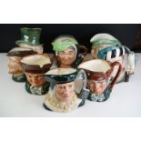 Eight Ceramic character jugs, to include 6 Royal Doulton examples (2 x Old Charley, Robin Hood,