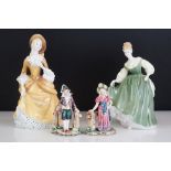 Two Royal Doulton porcelain lady figures to include Fair Lady (H. N. 2193) and Sandra (H. N.