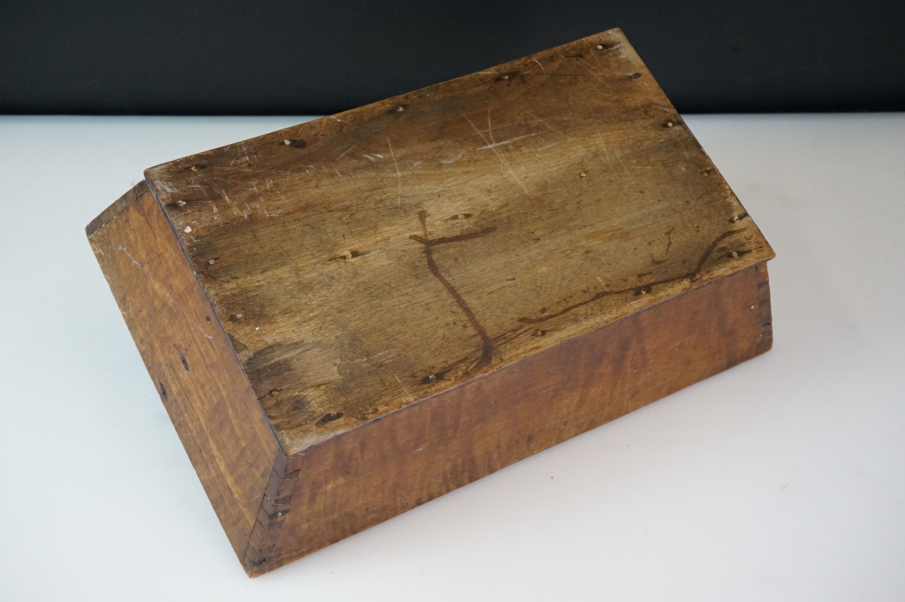 19th Century wooden two-section cutlery tray of rectangular form, with dovetail joints, approx - Image 4 of 4