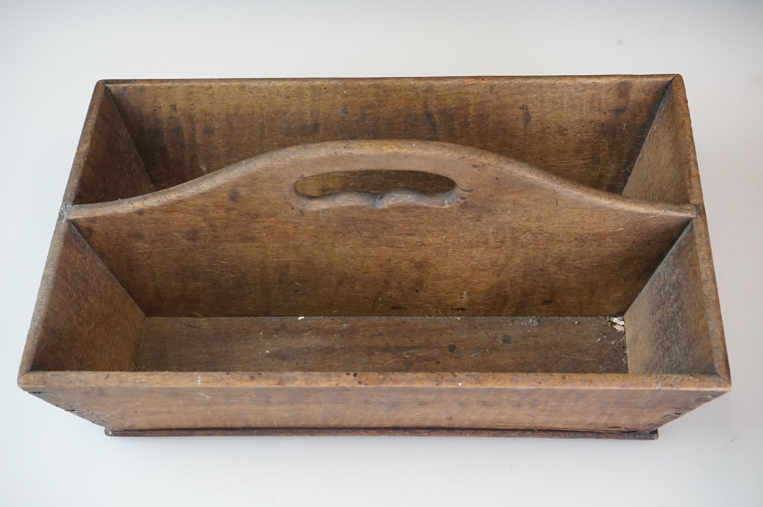 19th Century wooden two-section cutlery tray of rectangular form, with dovetail joints, approx - Image 2 of 4