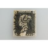 A British Queen Victoria Penny Black postage stamp, unmounted.