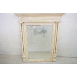 Large Victorian painted overmantel mirror, 101cm wide x 123cm high