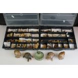 Collection of over 55 Wade Whimsies contained within two plastic cases, to include squirrels, cats