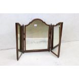 Early 20th century Triptych Dressing Mirror with Mahogany Shaped Frame, 63cm high