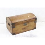 Victorian pine dome topped box, 71cm wide x 41cm high