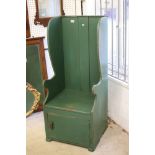 Painted lambing chair with cupboard below, 57cm wide x 131cm high