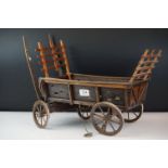 Vintage wooden scratch built model hay cart, approx 19cm high