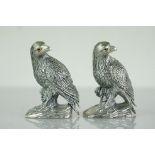 Pair of silver plated golden eagle condiments