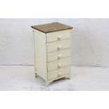 Vintage painted pine five drawer chest