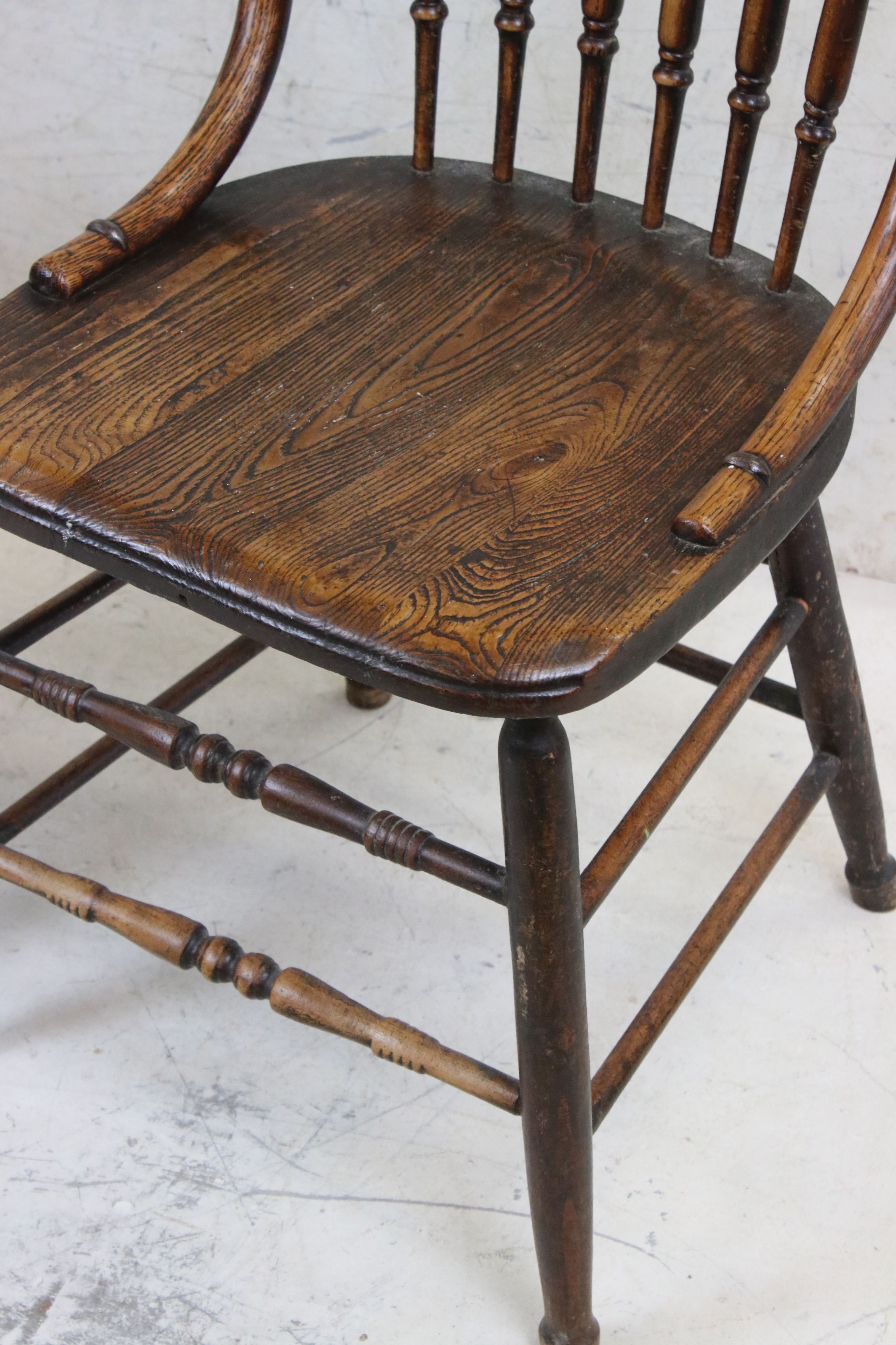 Pair of Early 20th century Elm Seated Stick Back and Bentwood Dining Chairs - Image 3 of 6