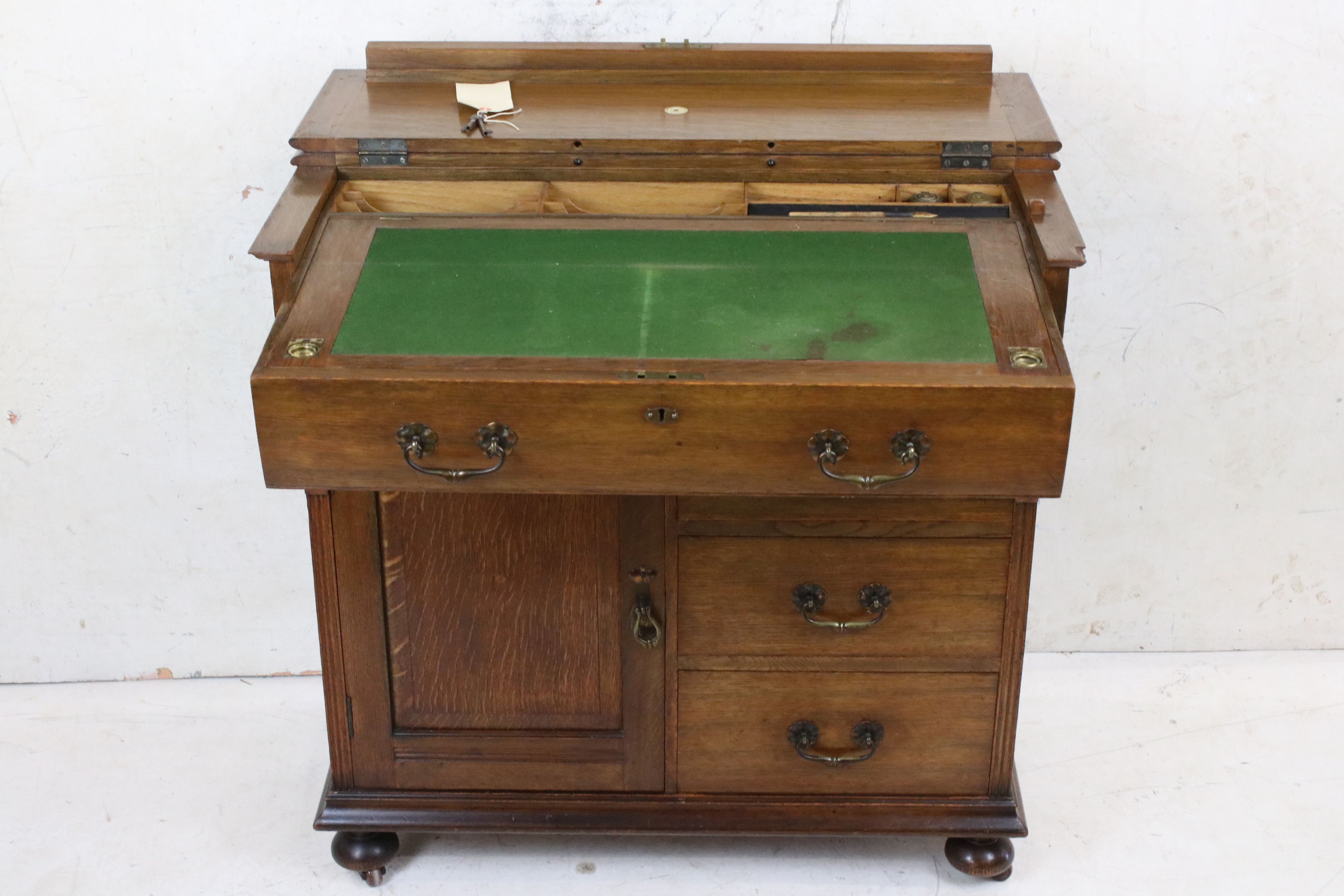 Edwardian Oak Compactum Writing Desk by Simpson & Sons Ltd of Halifax & Blackburn, with fold back - Image 2 of 10