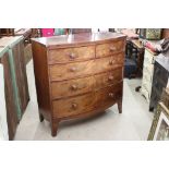 19th century Mahogany Bow Front Chest of Two Short over Three Long Drawers, raised on swept