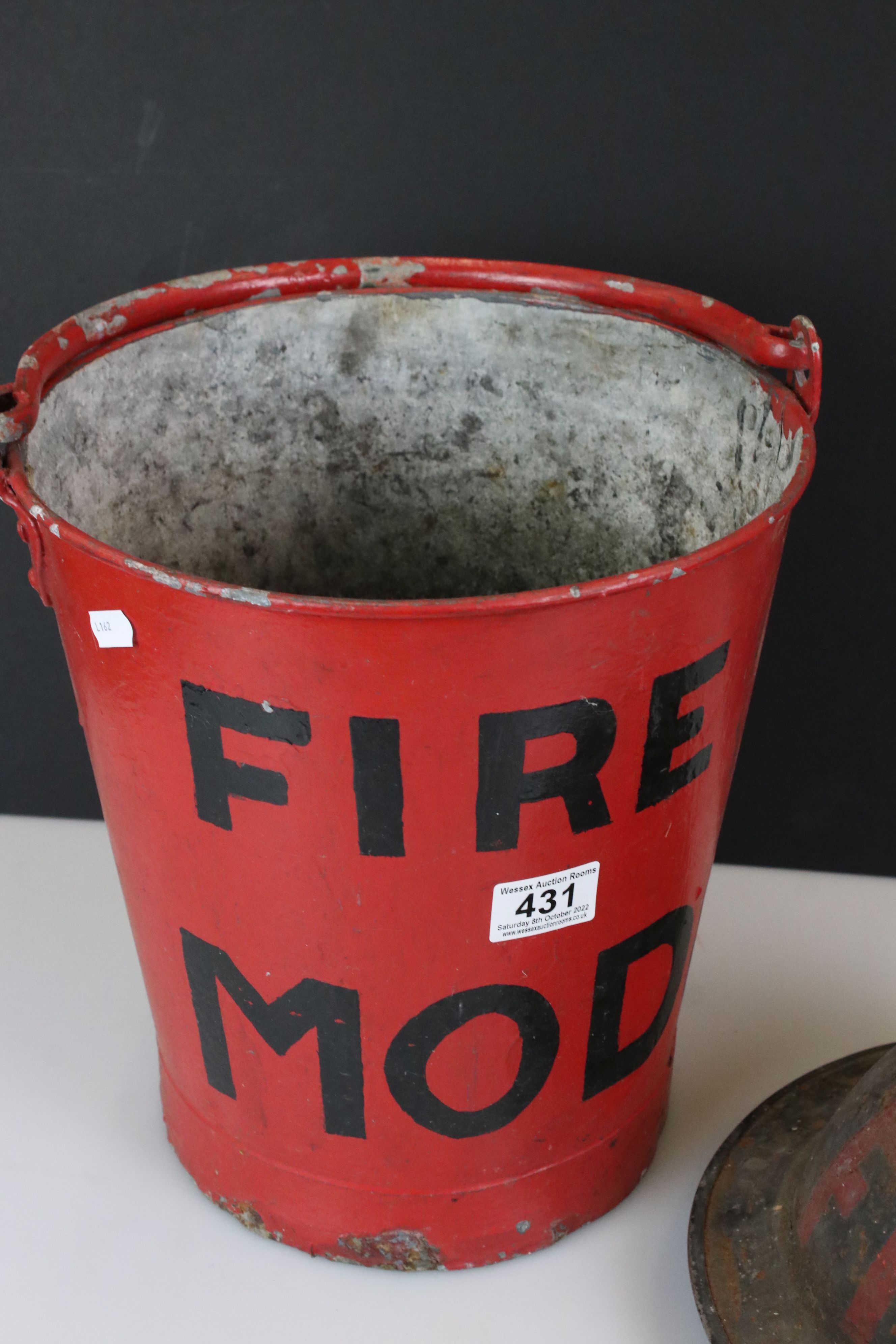 World War II Brodie Fire Helmet together with a Bucket marked Fire MOD - Image 3 of 3