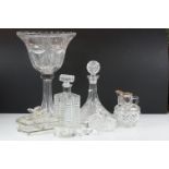 Collection of mostly cut glassware, 10 items, to include a large centrepiece cut glass vase, 39.