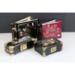 Two Japanese Lacquered Photograph Albums together with Lacquered Jewellery Box and an Ebonised