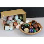 Collection of approximately Thirty Nine Carved Eggs including Malachite, Lapis Luzuli, Stone, Marble