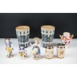 Group of mixed ceramics to include a pair of late 19th Century Doulton Lambeth tapering vases with